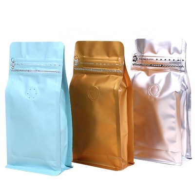 Customized Size Moisture Proof Aluminum Foil Stand Up Zipper Pouch Coffee Bags With Valve
