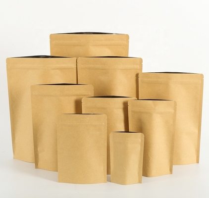 Brown Kraft Moisture Proof Paper Stand Up Bag Food Packaging Storage Pouch Wholesale Biodegradable Bag