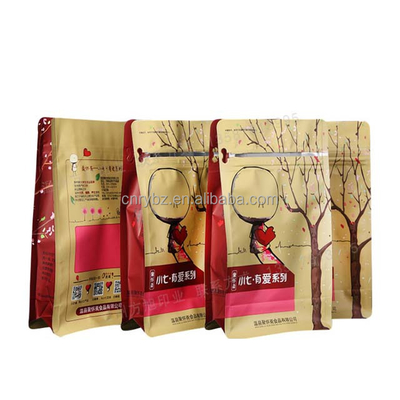 Aseptic High End Product Stand Up Flat Bottom Beef Jerky Packaging Bags With Zipper